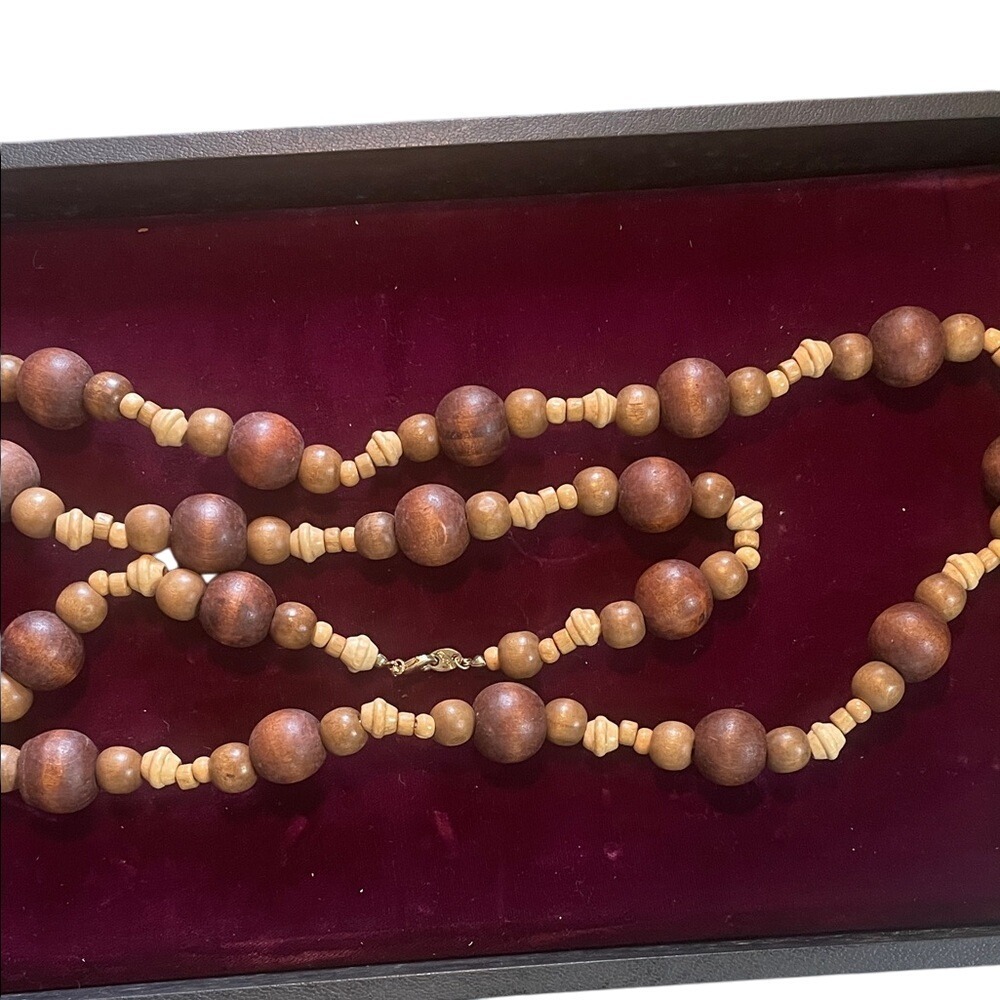 Wooden Bead Necklace‎ Statement Bohemian Chunky Natural Boho Jewelry